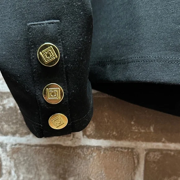 Liz Claiborne Black Top with Gold Accents - Picture 4 of 7